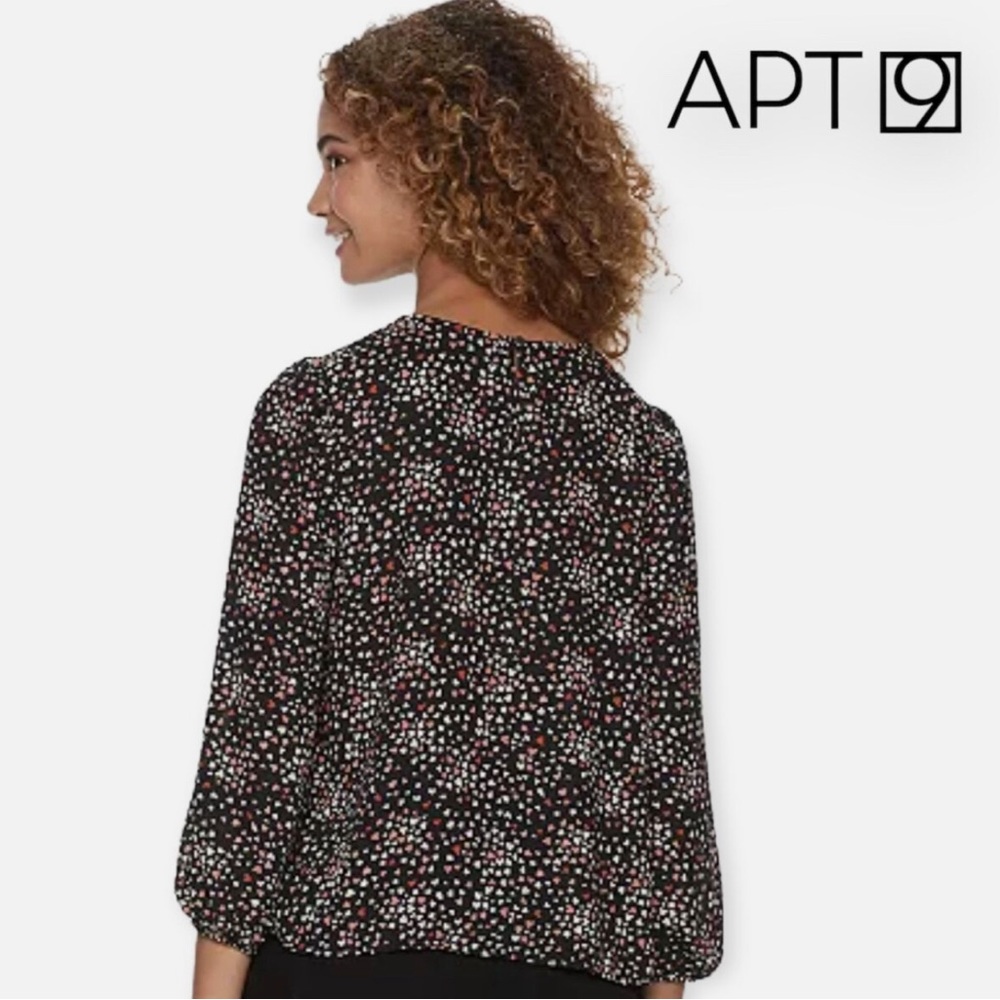 APT 9 MINI HEART BLOUSE PETITE SMALL - Picture 2 of 9